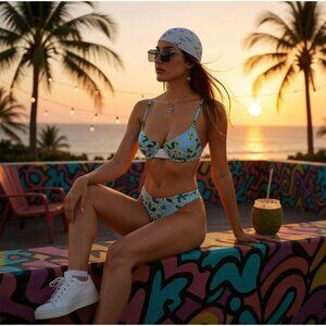 Dippin' Daisy's Bikini Set ✦ Spring Bloom Floral & Stripe ✦ Coquette Eco S NWT